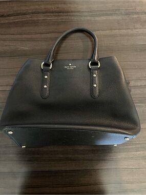 kate spade Black Pebbled Leather Satchel with Gold Hardware